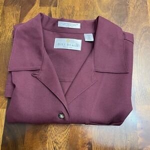 Bill Blass Premium Women's Short Sleeve Size S Vintage Burgundy Single‎ Stitch